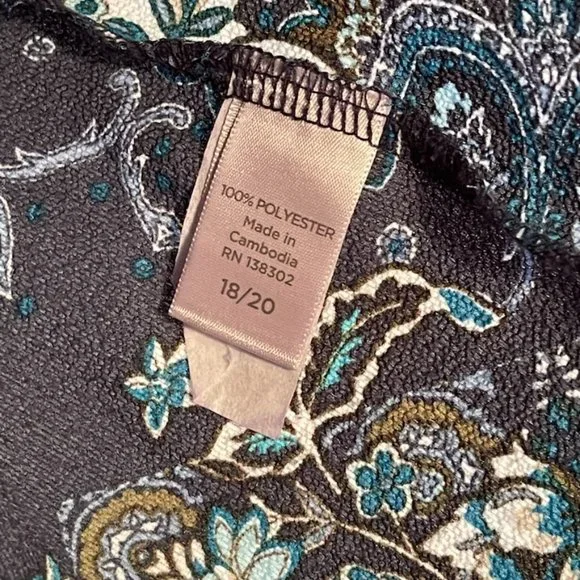 SOLD IN AUCTION ~ AVENUE Abstract Floral Navy Blue Button Henley 18/20 - Picture 8 of 11